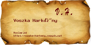 Voszka Harkány névjegykártya
